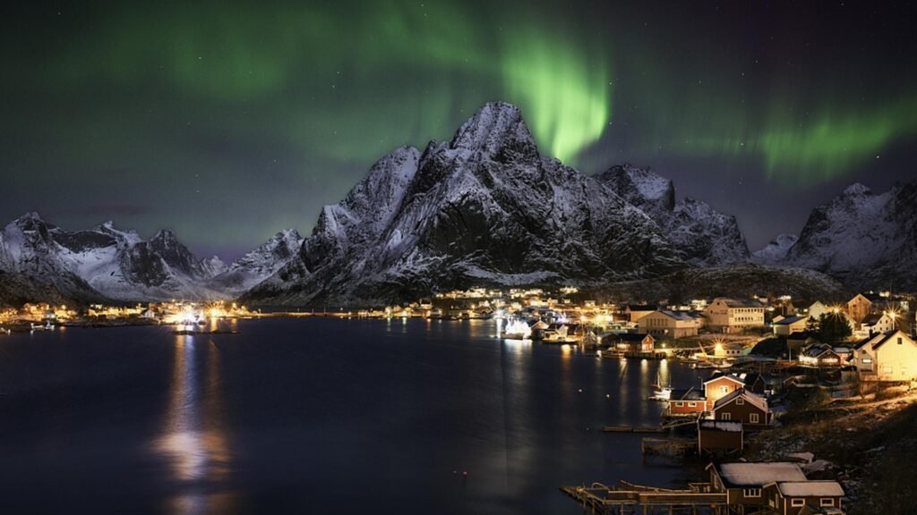 auroras boreais na Noruega